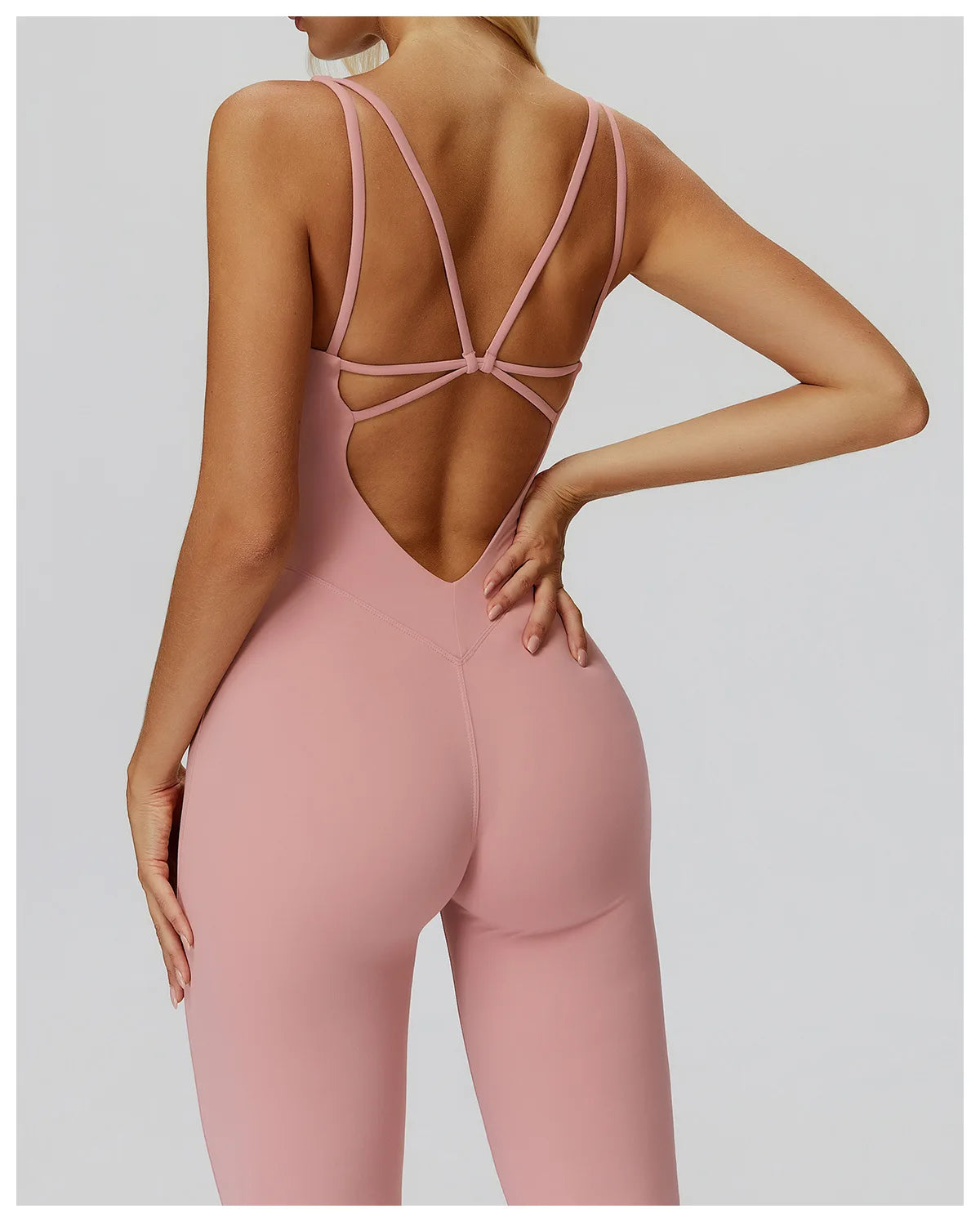 Sexy Back V Jumpsuit Gym Set Women Training Yoga Suit Sportswear Women Sports Jumpsuit Fitness Rompers Stretch Workout Bodysuits