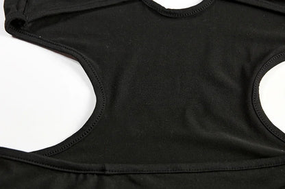 Spring Summer New European and American Solid Color Sexy Hollow Hanging Neck Tight Wrapped Hip Dress