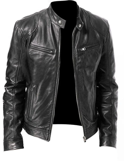 2022 Autumn/Winter New Fashionable PU Leather Men's Casual Jacket Wholesale Amazon European Style Motorcycle Leather Coat