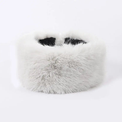 Winter Lmitation Fur Thickened Fluffy Headband Plush Solid Color Headwear Outdoor Windproof Ear Warmer Head Cover Ski Cap