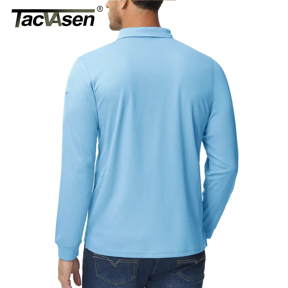 TACVASEN Men Outdoor T-shirts Work Polos Summer Quick Dry T-shirts Long Sleeve Lightweight Golf T-shirts Tee Tops