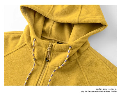 Autumn Velvet Hooded Jacket Men Outdoor Sport Techwear Loose Casual Plus Size Hoodie Cargo Jacket Outerwear Coat