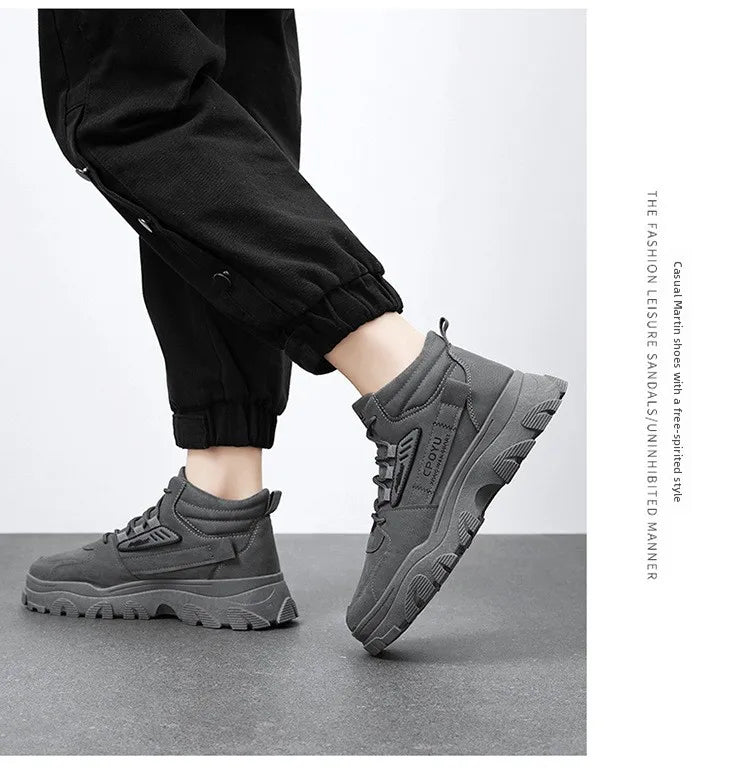 Spring Men's High Top Breathable Work Shoes Trendy All-Match Anti-Slip Wear-Resistant Sports Casual Labor Protection Shoes