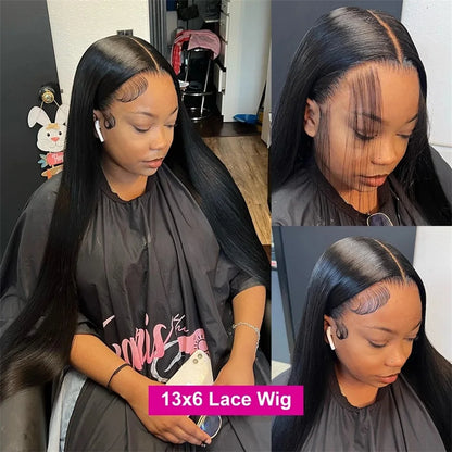 180 Density Straight HD Transparent 13x6 13x4 Lace Frontal Wig 360 Lace Front Wigs Human Hair Pre Plucked Brazilian Hair Bling