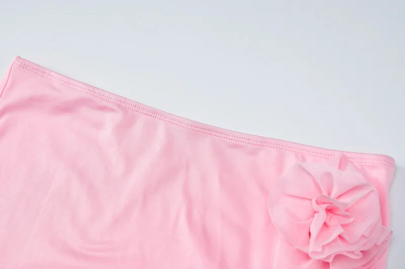 TARUXY Flower Bodycon Skirt Sets Women Slim Sexy Backless Lace Up Tops Women's Party Elegant Dress 2 Piece Womens Suits Outfits