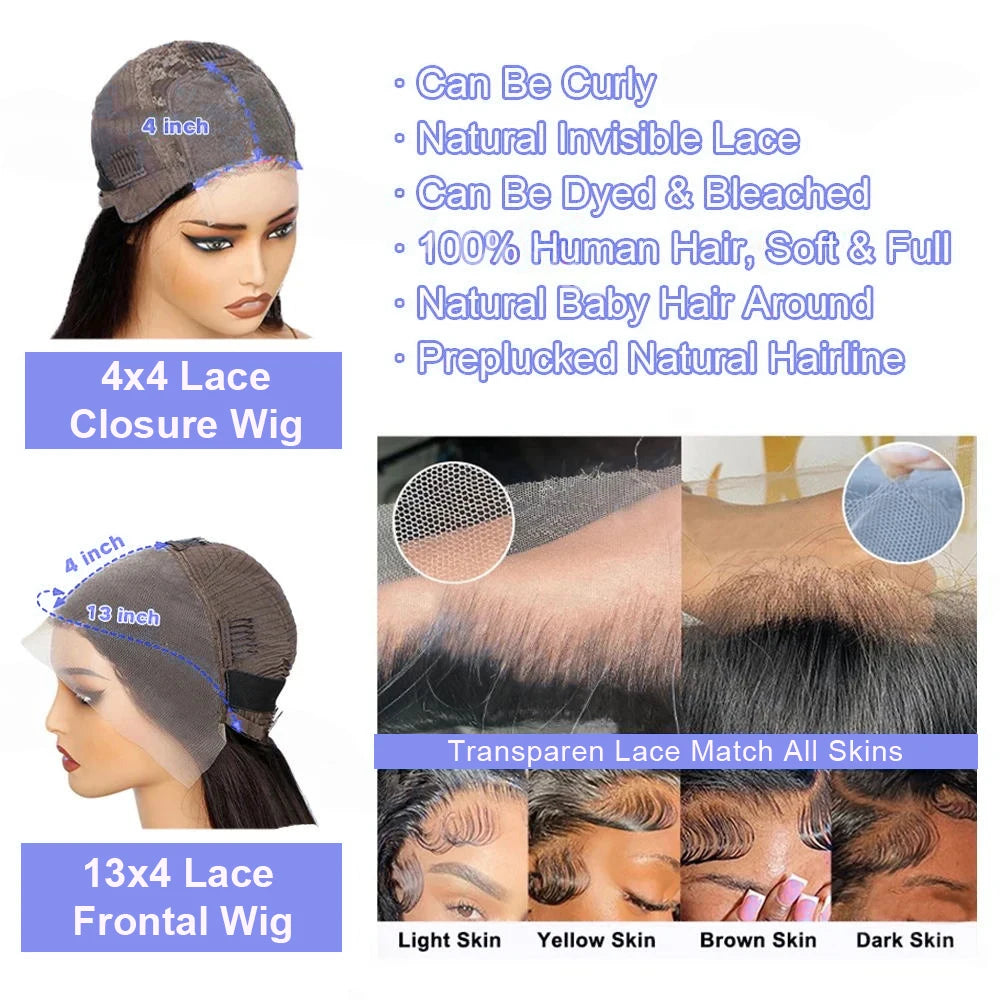 Bob Wig Body Wave 13x4 HD Lace Front Short Human Hair Wigs 4x4 Closure Lace Frontal Human Hair Brazilian Bob Wigs For Women