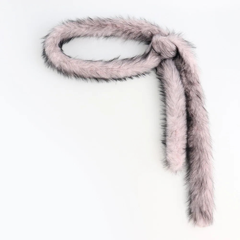 New Spicy Girl Subculture Plush Waist Belt Women Cute Furry Warm Scarf Y2K Sexy Long Faux Fur Waist Punk Dancing Prop 180 cm