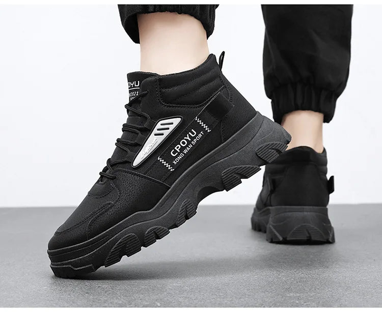 Spring Men's High Top Breathable Work Shoes Trendy All-Match Anti-Slip Wear-Resistant Sports Casual Labor Protection Shoes