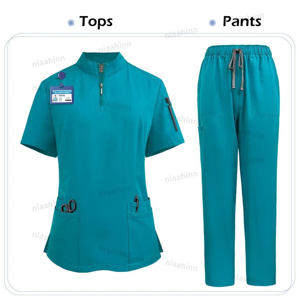 Clinical Uniform Woman Nursing Articles Hospital Surgical Gowns Dental Nursing Medical Blouse Pants Work Wear Doctor Nurse Scrub