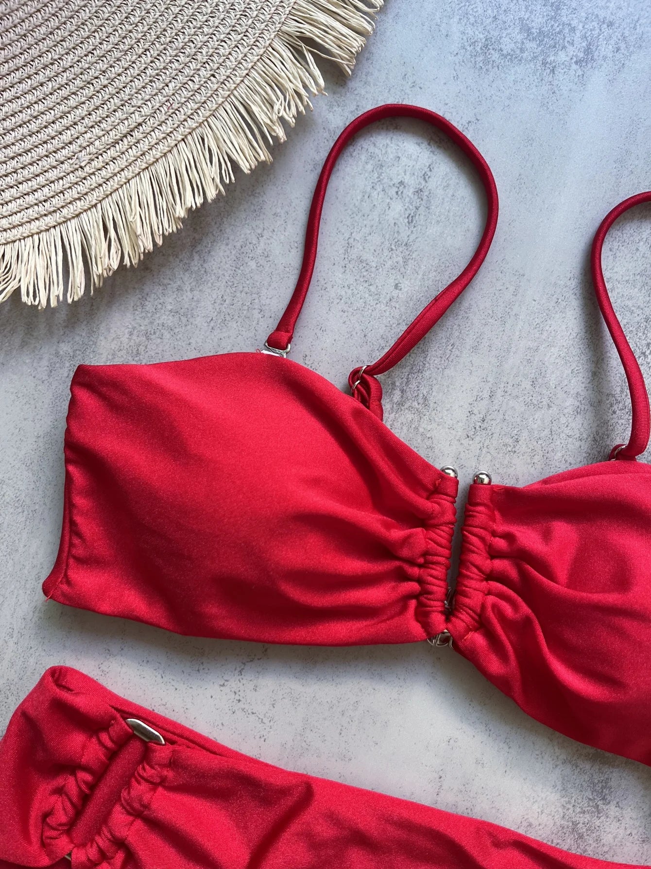 Bandeau Bikini Push Up Women Swimsuits 2024 Sexy Female Swimwear Brazilian Bikini Set Thong Biquini Swim Suits Solid Beachwear