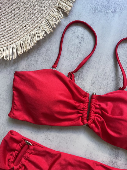 Bandeau Bikini Push Up Women Swimsuits 2024 Sexy Female Swimwear Brazilian Bikini Set Thong Biquini Swim Suits Solid Beachwear