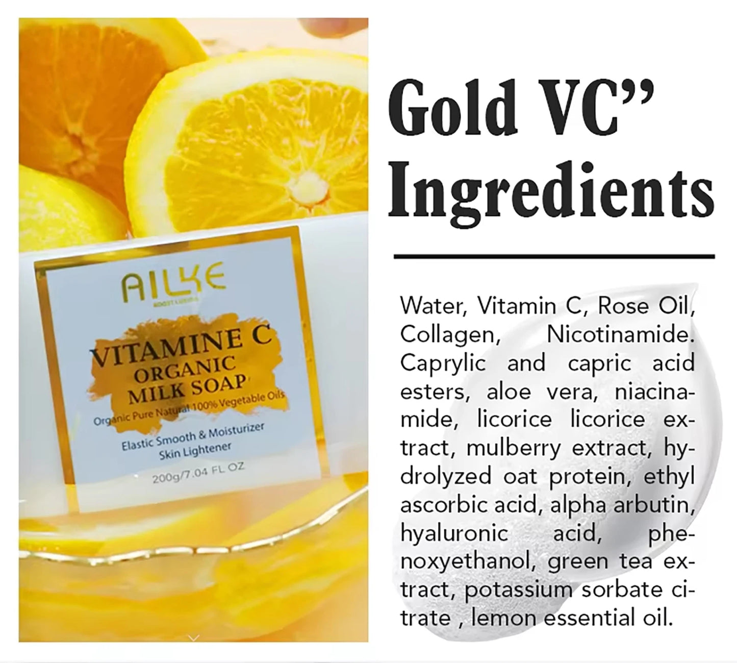 AILKE Vitamin C Whitening Serum, Remove Dark Spots, Moisturizing, Anti-Aging & Wrinkle, Beauty Skin Care Cosmetics