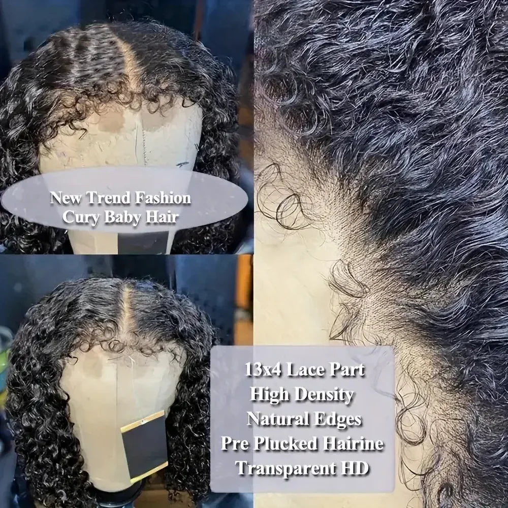 Curly Wigs Bob Wigs Curly Lace Front Human Hair Wigs 100% Bob Hair Wig Human Hair Short Wig 4x4 Closure Human Hair Wig Kinky