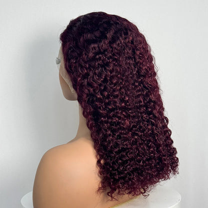 Double Drawn 250% Density Ombre 18 Inches Water Wave Curly Human Hair Wigs 13x4 Transparent Lace Frontal Hair Wig for Women