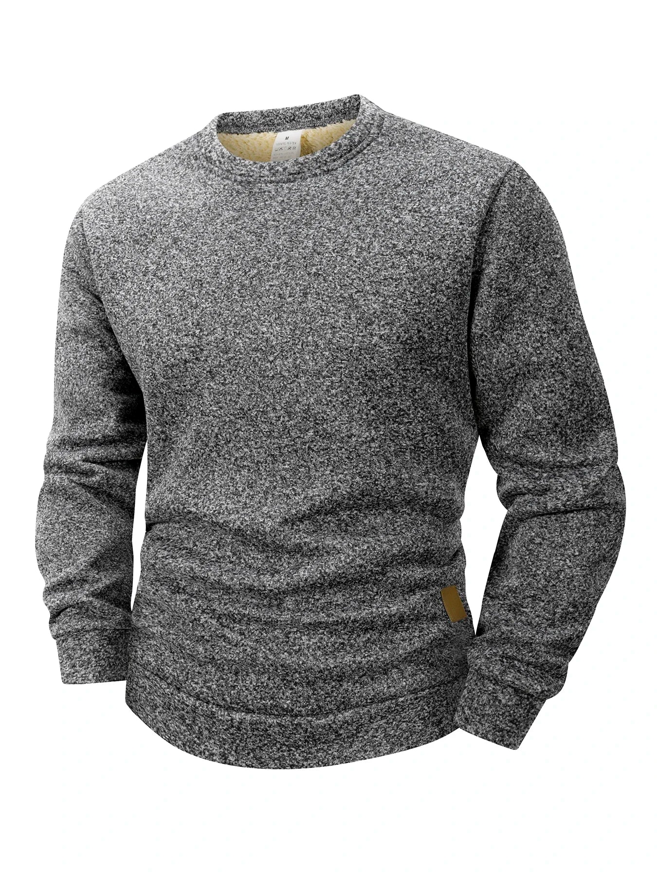 Winter Men's Crew Neck Sweatshirts Solid Color Fleece Thicken Sweatwear Outdoor Casual Daily Long Sleeve Pullover Man Sportswear
