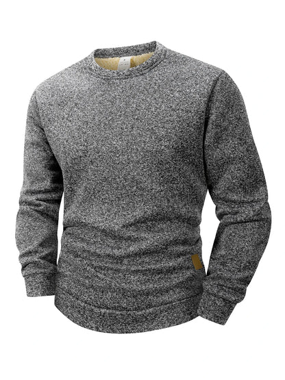 Winter Men's Crew Neck Sweatshirts Solid Color Fleece Thicken Sweatwear Outdoor Casual Daily Long Sleeve Pullover Man Sportswear
