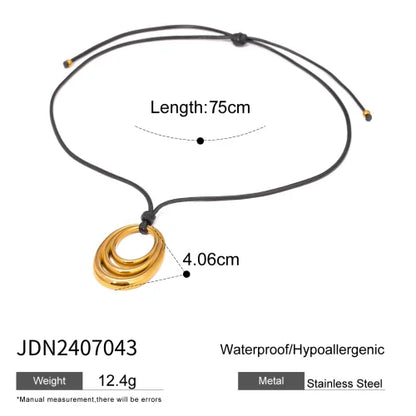 Youthway Trendy Stainless Steel Waterproof Irregular Geometric Metal Wax Rope Necklace Gold Silver For Women Jewelry Gift