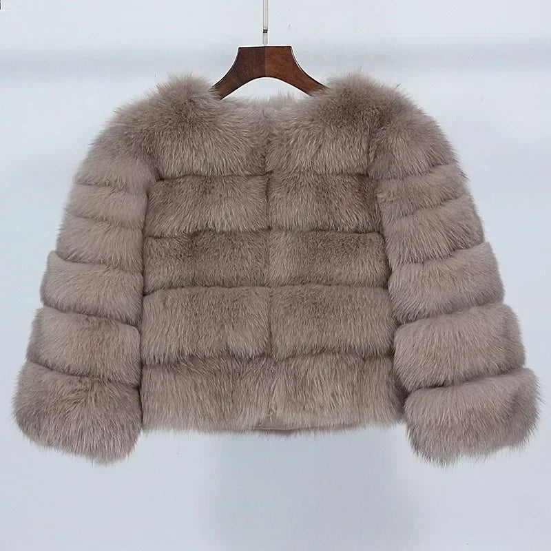 Real Fox Fur Coat Winter Jacket Women O-neck Thick Fashion 2025 & 2026 Natural Fox Fur Raccoon Outerwear Warm Luxury Female Plus Size