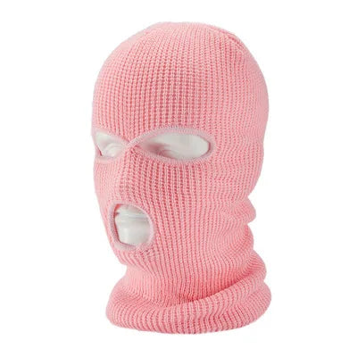 Windproof Full Face Knit Hats Custom SkiMask Men Warm Wool Balaclava embroidery Winter hats Knitted 3 Holes Ski Mask