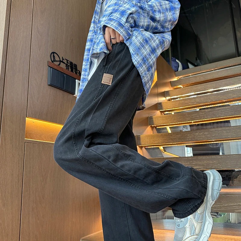 25ss Summer Vintage 190cm Men's Super long Pants 115cm Elastic Waist Straight Leg Breathable Drape Sportswear Casual Pants