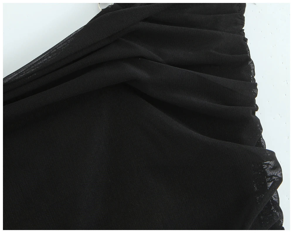 Womens Dress Mesh Ruched Slim Fit Long Spaghetti Strap Elegant Dress Must Have For Elegant Parties And Evening Banquets