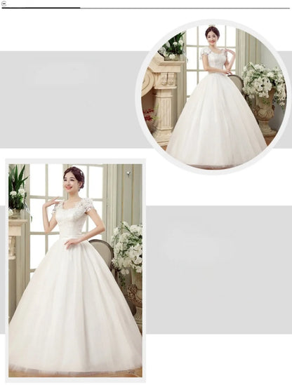 New Plus Size Wedding Dress Slimming Floor-length Back Strap Lace Flower Wedding Dresses for Women White Dress Vestidos De Novia