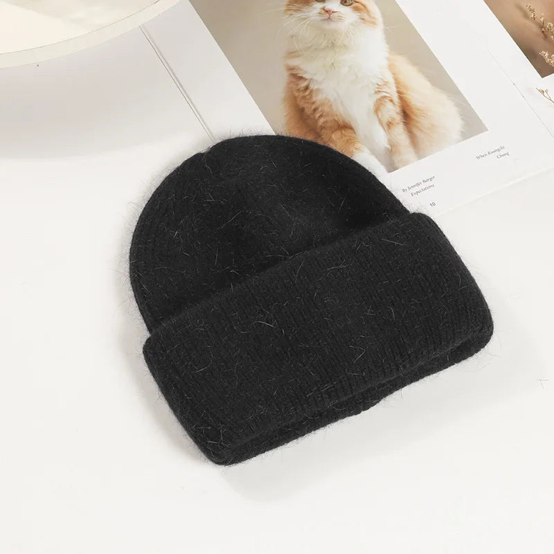 Women Winter Hat Real Rabbit Fur Winter Hats For Women Fashion Warm Beanie Hats Women Solid Adult Cover Head Cap