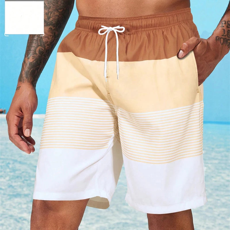 Sea Beach Casual Classic Stripe Beach Shorts For Men Loose Breathable Quick Dry Sport Board Short Summer Fashion New Short Pants