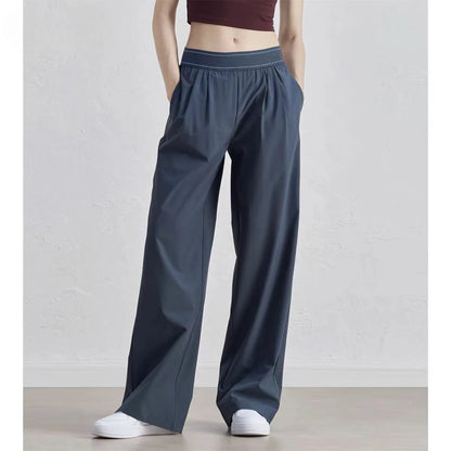 Wide Leg Yoga Pants Women Summer Loose Hanging Casual Pants Women's Versatile Solid Black Suit Western-Style Pants