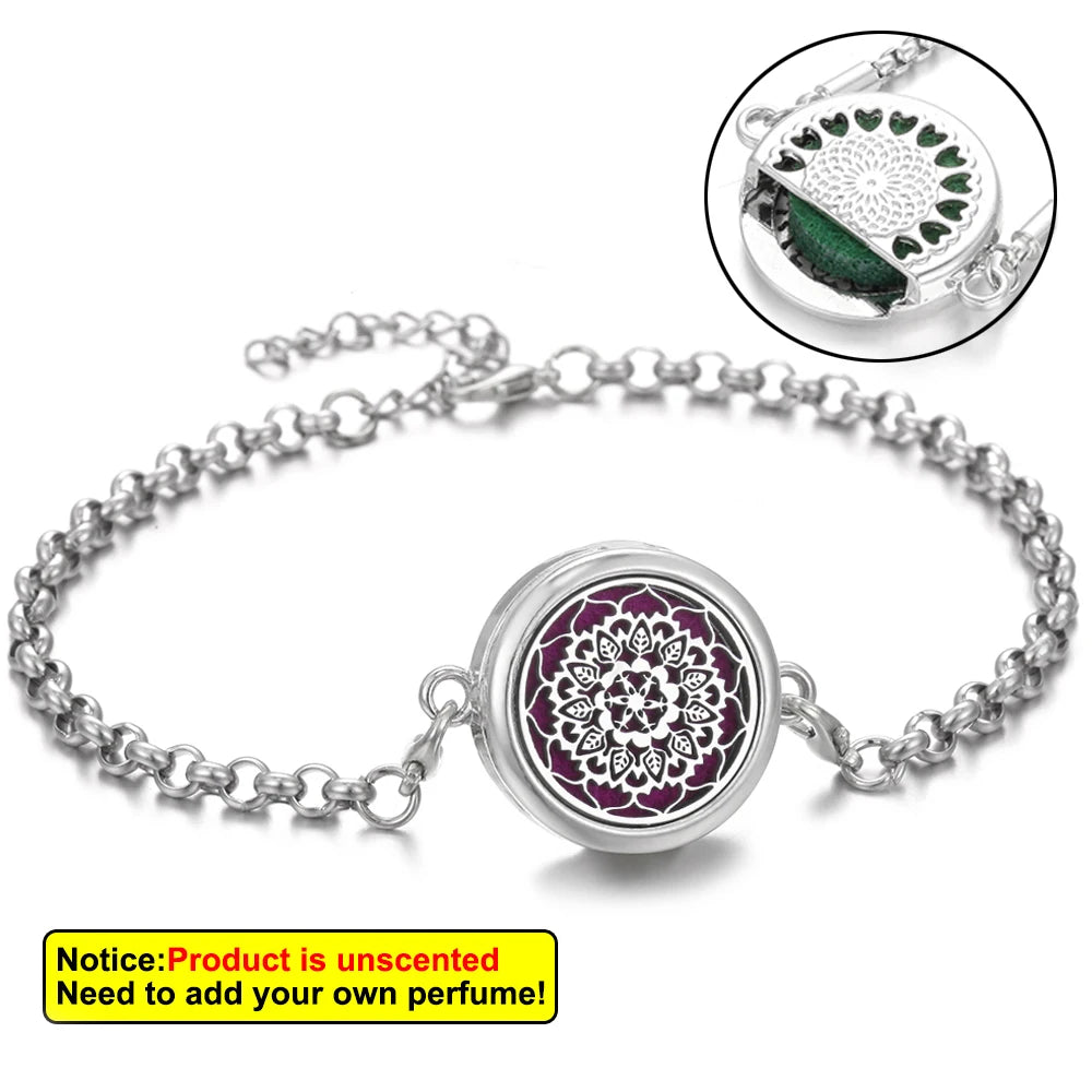 Essential Oil Diffuser Aromatherapy Bracelet Aroma Diffuser Bracelets Adjustable Chain Scent Perfume Locket Bracelet Women Men