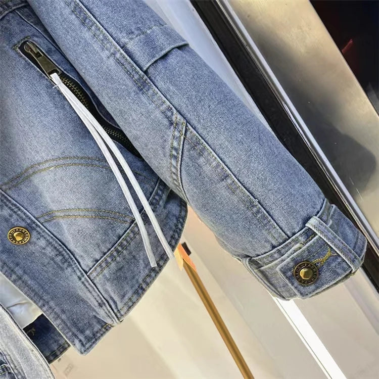 Womens Coats Spring New 100%Natural Real Fox Fur Collar Fashion Short Denim Jacket Luxury Goose Down Puffer Jackets Clothing