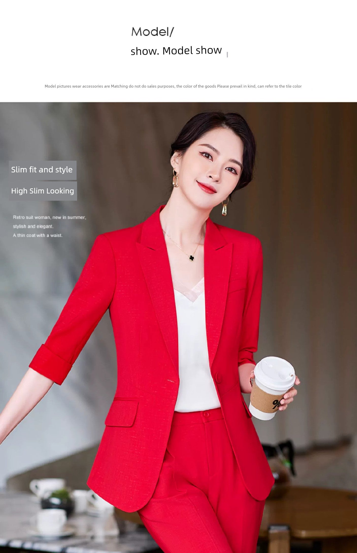 Red Summer New Elegant Hotel Manager Small Suit