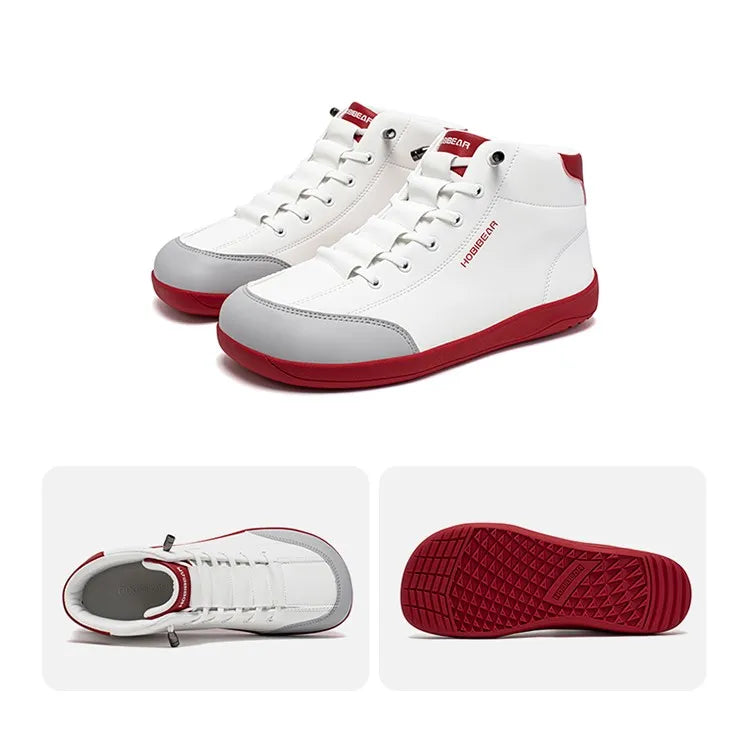 HOBIBEAR Mid Top Barefoot Shoes Mens Womens Wide Toe Ankle Boots Outdoor Non-Slip Artificial Leather Shoes