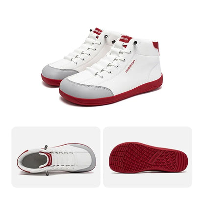 HOBIBEAR Mid Top Barefoot Shoes Mens Womens Wide Toe Ankle Boots Outdoor Non-Slip Artificial Leather Shoes