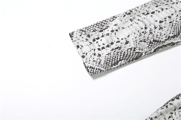 Nibber Hipster Maxi Dress Sexy Snakeskin Print Women Chest Hollow Metal Ring Turtleneck Peach Hip Street Stretch Skinny Vestidos