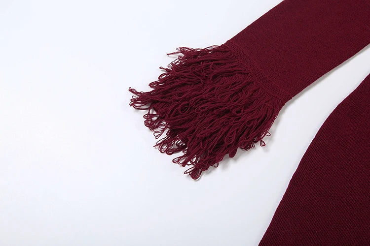 Cutenew Knit Deep V-Neck Furry Tassel Dress Women Winter Trend Sexy Elegant Peach Hip Christmas Party Stretch Slim Bodycon