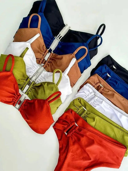 Bandeau Bikini Push Up Women Swimsuits 2024 Sexy Female Swimwear Brazilian Bikini Set Thong Biquini Swim Suits Solid Beachwear