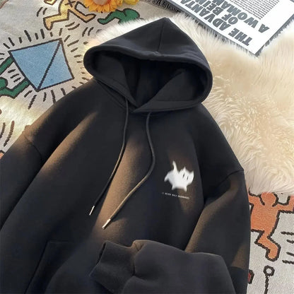 Casual men's hoodie fashionable cat-print streetwear comfortable and high-quality hoodie fashionable men's top