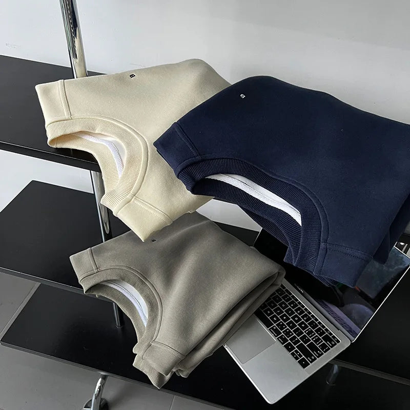 NS Pure Color Lazy Loose BF Hoodie Women's Simple Shape Sweatshirt Long Sleeve Letter Embroidery Top Casual Style Cotton Blend