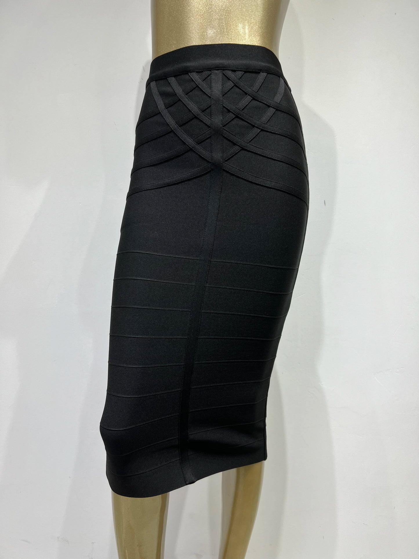 Elegant Elastic Knee Length Bandage Skirts For Women Chic High Waist Formal Occassion Office Lady Pencil Skirt Comfortable