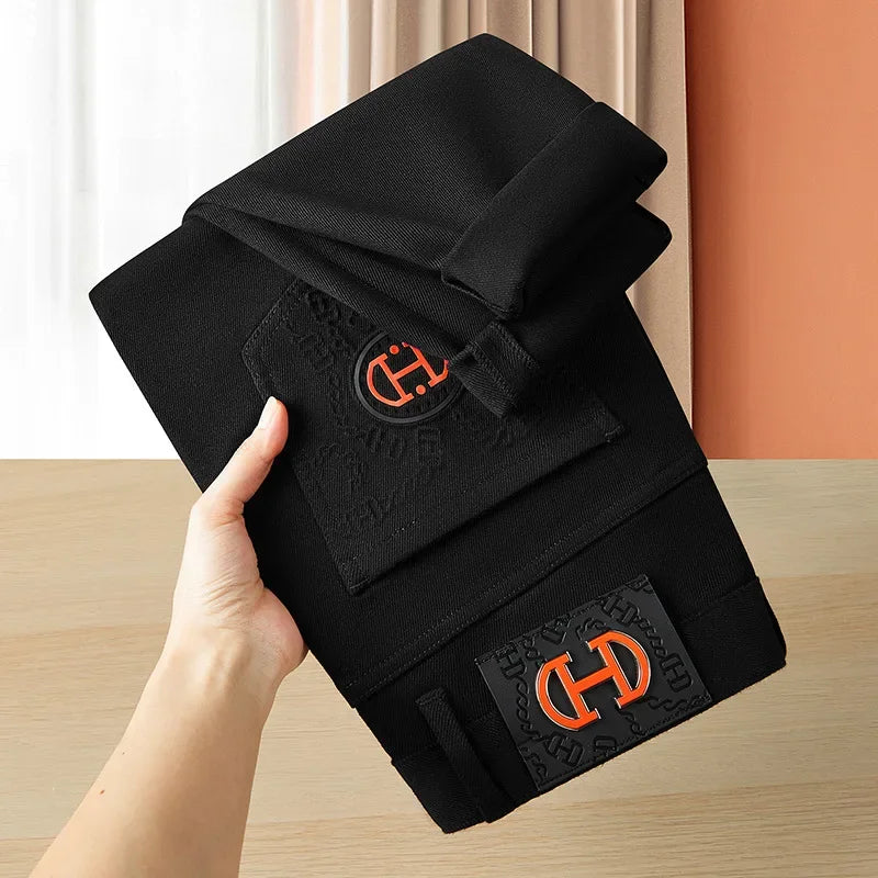 BlackJeans2024 New Fall/Winter Trendy Brand Casual Slim Fit Stretchy European Style Long Pants For Men Fashionable Printing