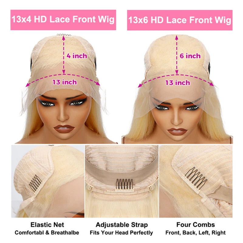 1B 613 Honey Blonde Color Lace Front Human Hair Wigs Dark Roots Remy Brazilian Straight 13x4 Lace Front Human Hair Wig for Women
