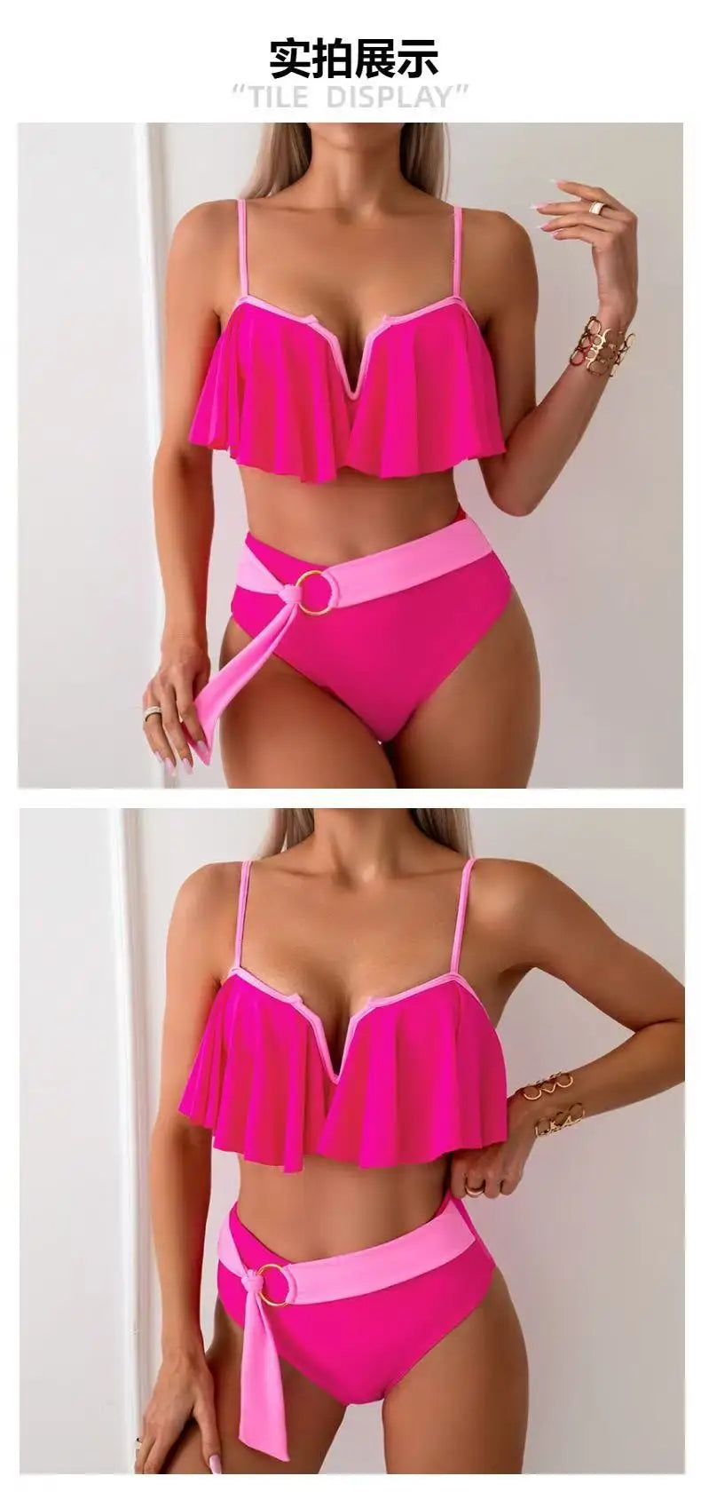 2025 New Sexy Brazilian Bikini Set Ruffle Swimwear Women Push Up Swimsuit High Waist Print Floral Bathing Suit Biquini Female