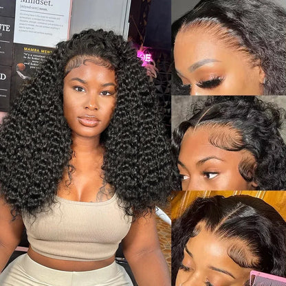 Jerry Curly Wigs 13x4 HD Lace Frontal Wig Glueless Remy Human Hair 4x4 Lace Closure Wig Water Wave Virgin Human Hair for Women