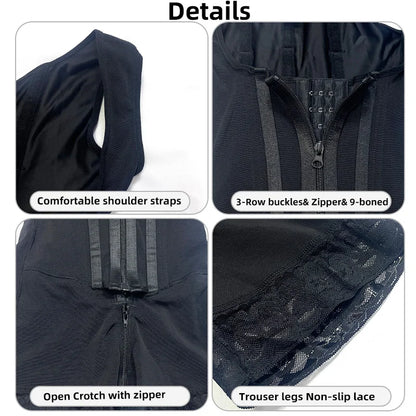 Body Shaper Women Colombian Fajas Shapewear Bodysuit 9-bone High Compression Girdles Double Tummy Control Full Body Open Crotch