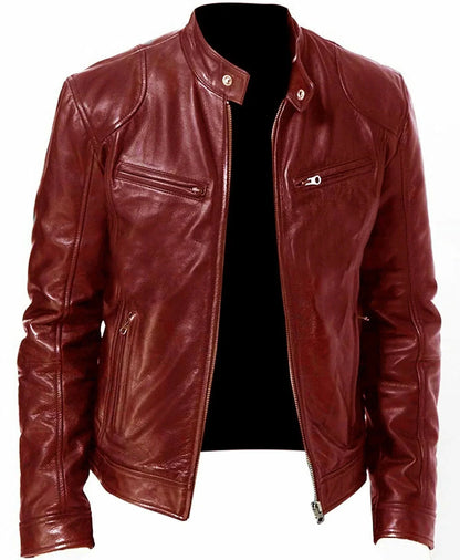 2022 Autumn/Winter New Fashionable PU Leather Men's Casual Jacket Wholesale Amazon European Style Motorcycle Leather Coat