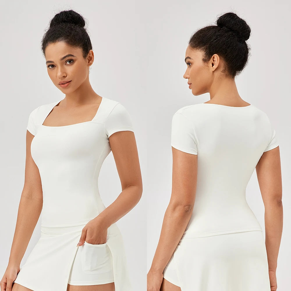 Yoga Tops Women Gym Training Sport Tops Quick-Dry Yoga Shirts Short-sleeved Outdoor Running Fitness Casual Sports T-shirt