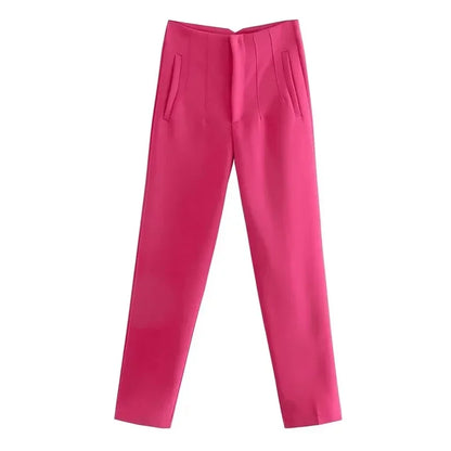 HXAO Fashion Office Wear High waist Pants for Women Formal Pants Office outfits Pencil Trousers Black Pink White Ladies Pants