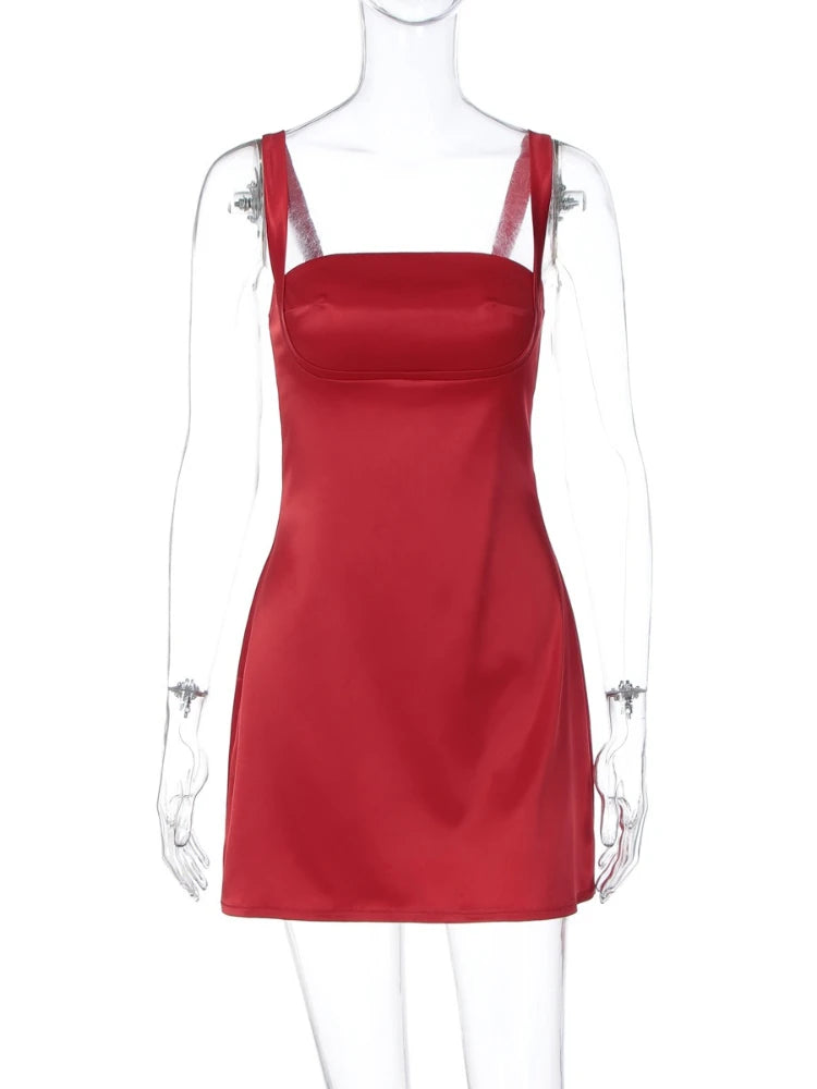 Sexy Slash Neck Sleeveless Skinny A-line Short Dress Women Fashion Spaghetti Strap Zip-up Backless Mini Party Night Club Dresses