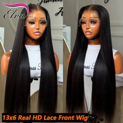 Raw Hair 13x6 HD Transparent Lace Full Frontal Human Hair Wigs Silky Straight Melt Skins Pre Plucked Bleached Knots Brazilian